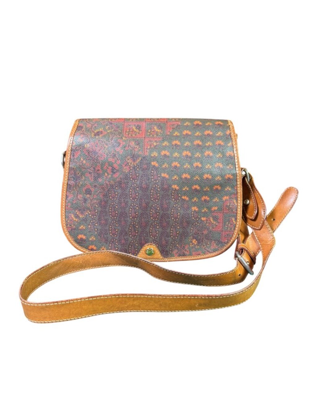 ESCADA Vintage 90s Signature Print Leather Crossbody Bag